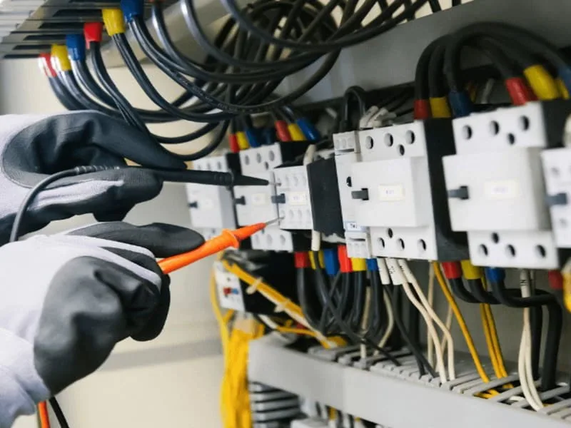 DGUV V3 Prüffristen-Tabelle — Elektrofachkraft prüft Verteilung